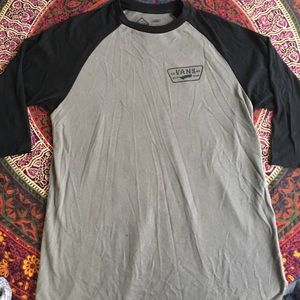 Gray and black raglan vans